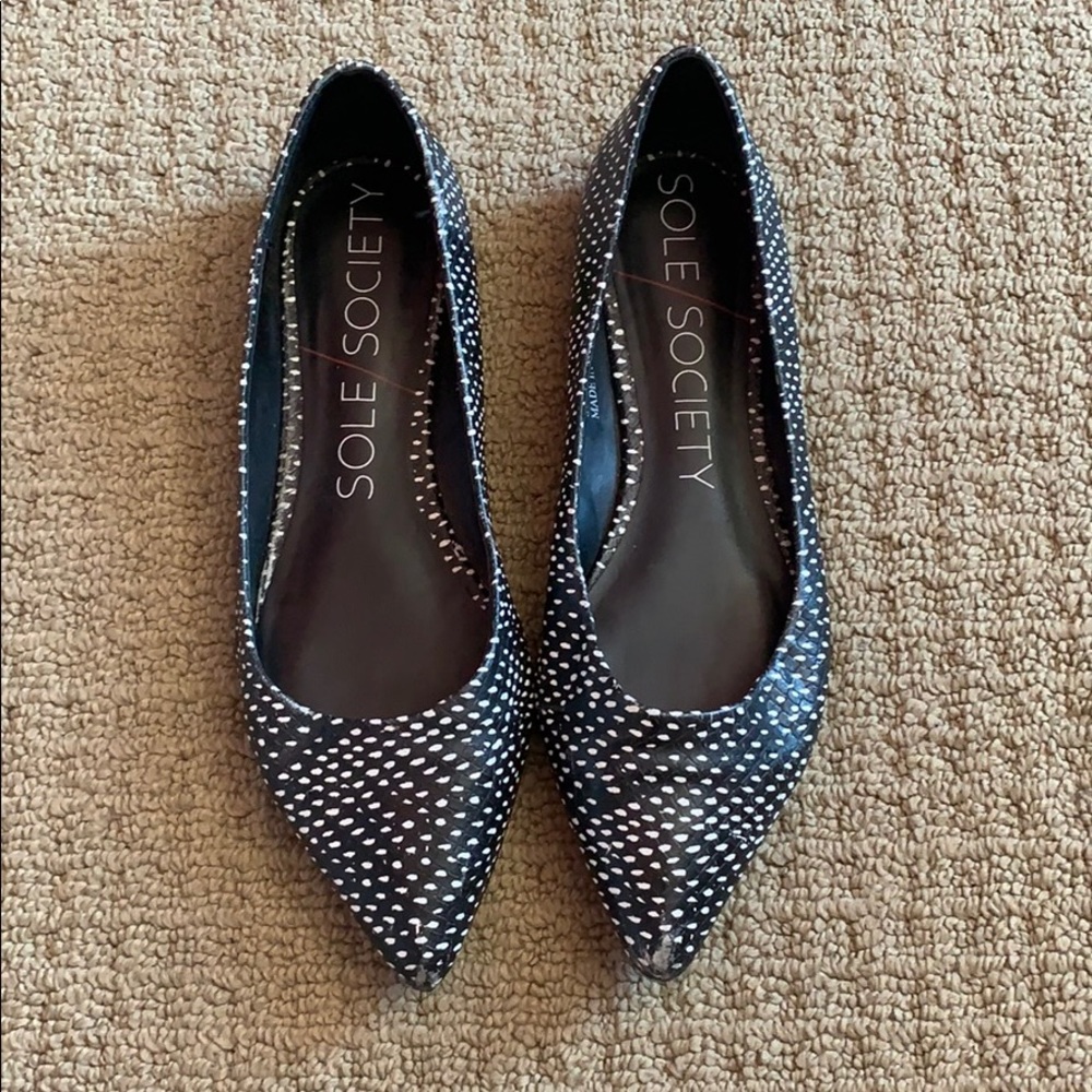 Sole Society Black White Dot Flats